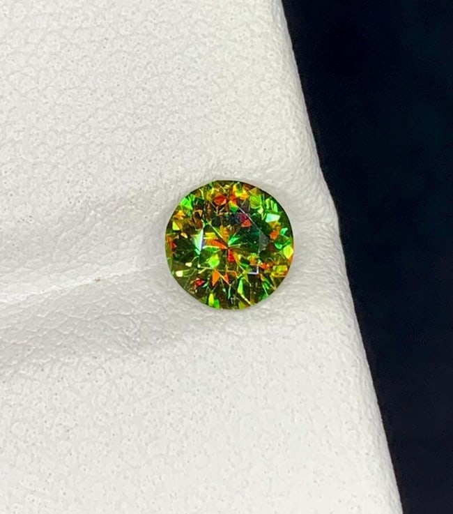Green Chrome Sphene Gemstone: Round Cut Titanite, June Birthstone - 2