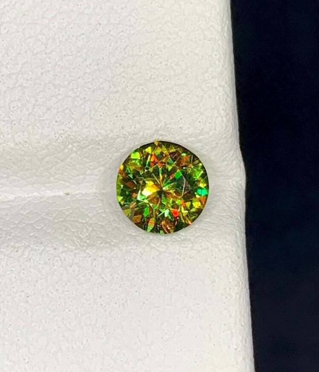 Green Chrome Sphene Gemstone: Round Cut Titanite, June Birthstone - 3