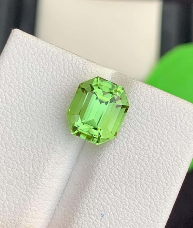 Natural Peridot Gemstones, Top Color Emerald Cut Peridot Loose Gemstone From Pakistan, August - 4