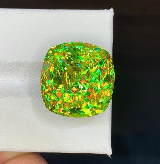 Natural Madagascar Sphene (Titanite) 26.29 Carat - Cushion Cut Rainbow Fire Loose Gemstone - 2