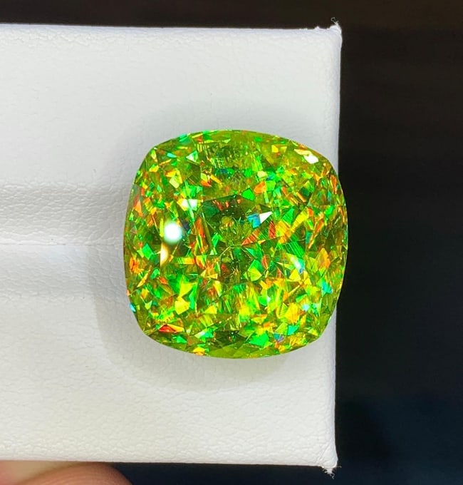 Natural Madagascar Sphene (Titanite) 26.29 Carat - Cushion Cut Rainbow Fire Loose Gemstone - 3