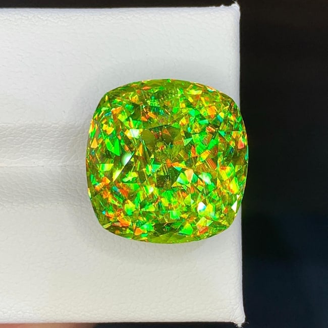 Natural Madagascar Sphene (Titanite) 26.29 Carat - Cushion Cut Rainbow Fire Loose Gemstone - 4