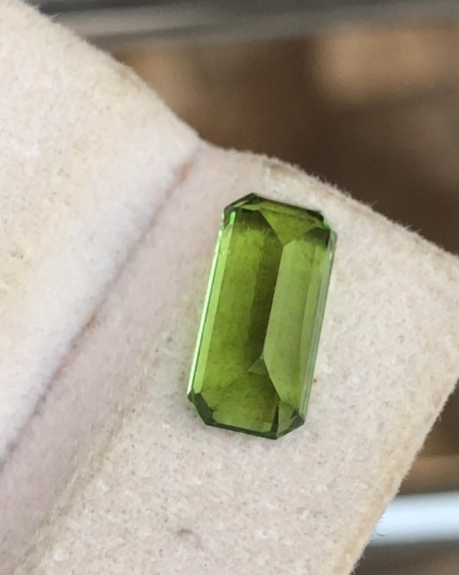 Natural Green Tourmaline Gemstone Long Emerald Cut For Jewelry - 2.675 Carat - 3