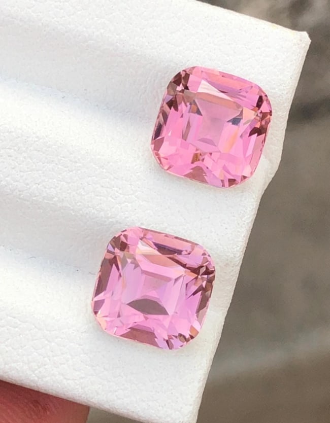 7.30 Carat Sweet Pink Tourmaline Gemstone Pair Earrings Jewelry Making Stone - 4