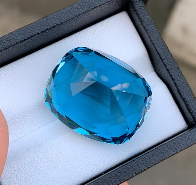 Certified Natural London Blue Topaz Gemstone, 69.24 Ct Cushion Cut Collector Stone - 4