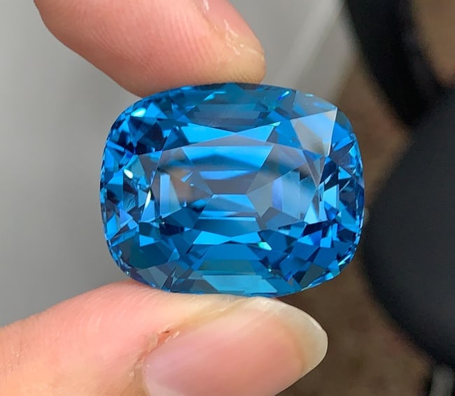 Certified Natural London Blue Topaz Gemstone, 69.24 Ct Cushion Cut Collector Stone - 5