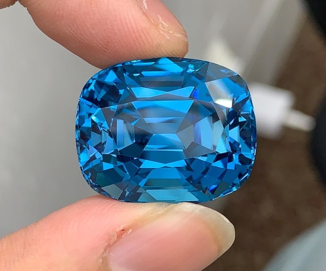 Certified Natural London Blue Topaz Gemstone, 69.24 Ct Cushion Cut Collector Stone - 8