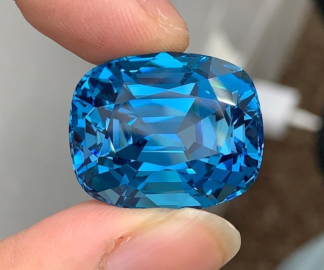 Certified Natural London Blue Topaz Gemstone, 69.24 Ct Cushion Cut Collector Stone - 9