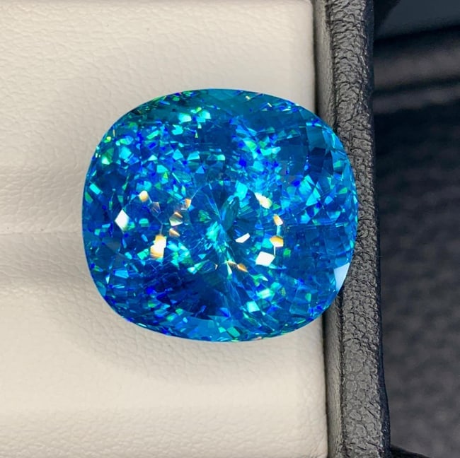 Natural Cambodia Blue Zircon 44.20 Carat Loose Gemstone - Large Faceted Blue Zircon for Ring Pendant - 2