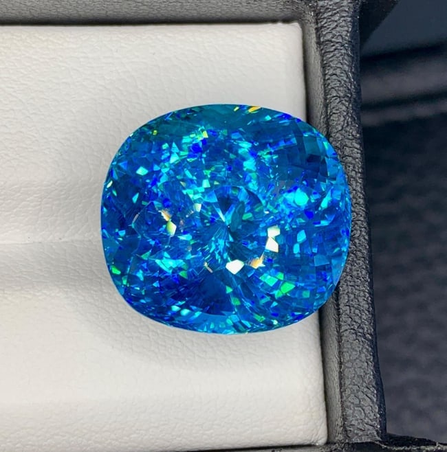 Natural Cambodia Blue Zircon 44.20 Carat Loose Gemstone - Large Faceted Blue Zircon for Ring Pendant - 3