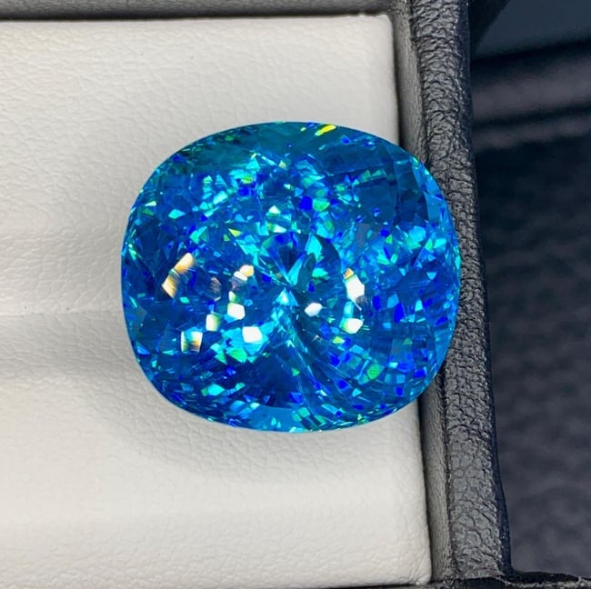 Natural Cambodia Blue Zircon 44.20 Carat Loose Gemstone - Large Faceted Blue Zircon for Ring Pendant - 4