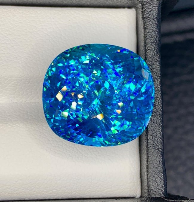 Natural Cambodia Blue Zircon 44.20 Carat Loose Gemstone - Large Faceted Blue Zircon for Ring Pendant - 5