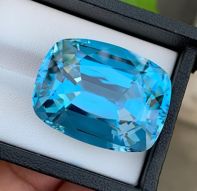 Certified Natural London Blue Topaz Gemstone: 88.49 Ct Cushion Cut Brazil Collector Stone - 3