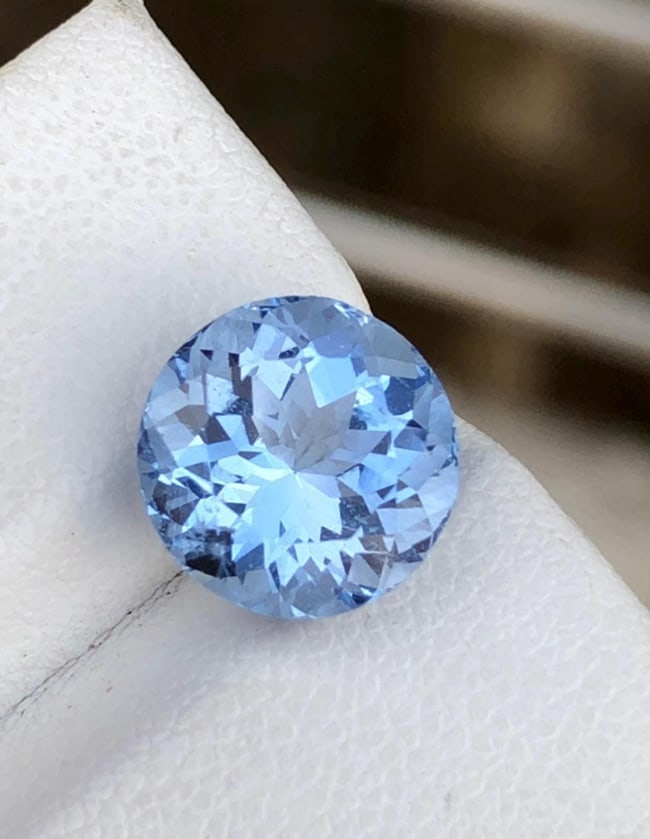Natural Blue Aquamarine Round Shape Gemstone From Minas Gerais Mine Brazil - 4.190 Carat - 3