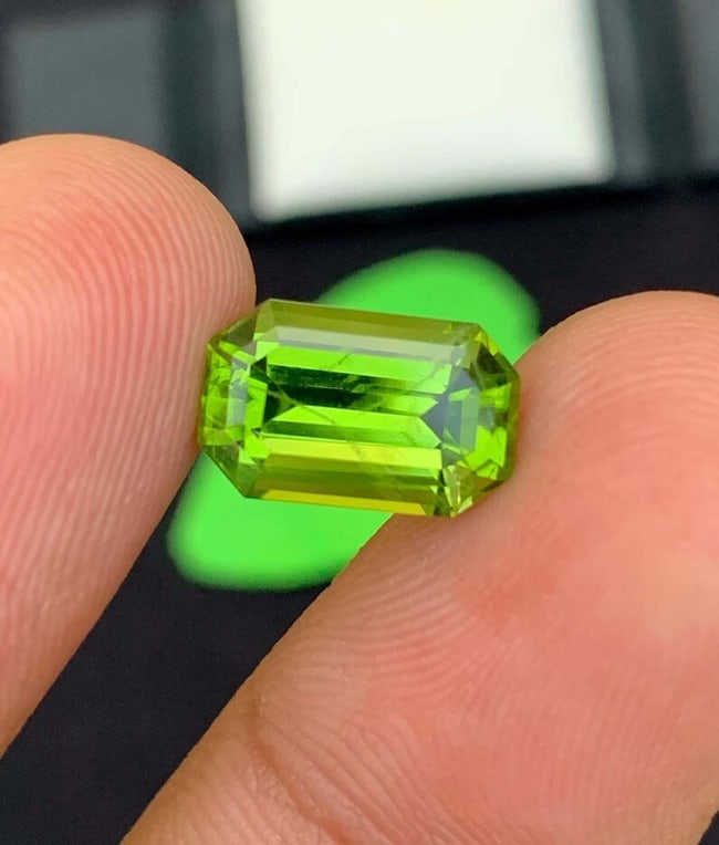 Natural Peridot Gemstones, Top Color Emerald Cut Peridot Loose Gemstone From Pakistan, August - 5