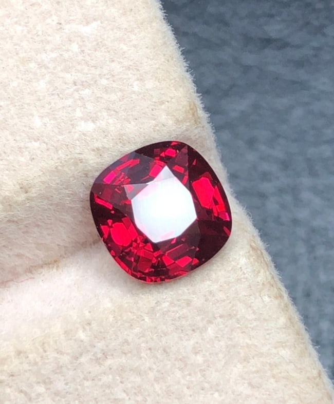 Natural Unheated Red Burma Spinel Cushion Cut Loose Gemstone 2.125 Carat: Spinel Details: * Weight : 2.115 Carat * Dimensions : 7.5*7.4*4.8 mm * Shape : Cushion Cut * Color : Red * Origin : Burma * Treatment : Natural * Lustre: Vitreous * Certificate : On Customer Demand *