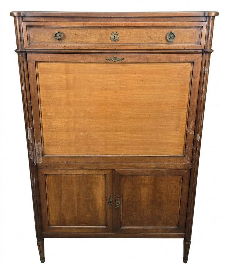 Continental Carved Oak Wall Niche / Display Cabinet: A Continental carved oak wall niche or display cabinet, featuring a prominent arched pediment with a carved starburst motif. The interior is paneled, suggesting it was designed to house a statue,