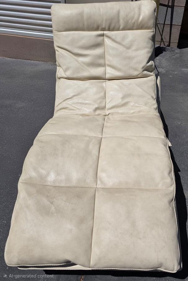 Mid-Century Modern Tan Leather Chaise Lounge with Chrome Frame - 3