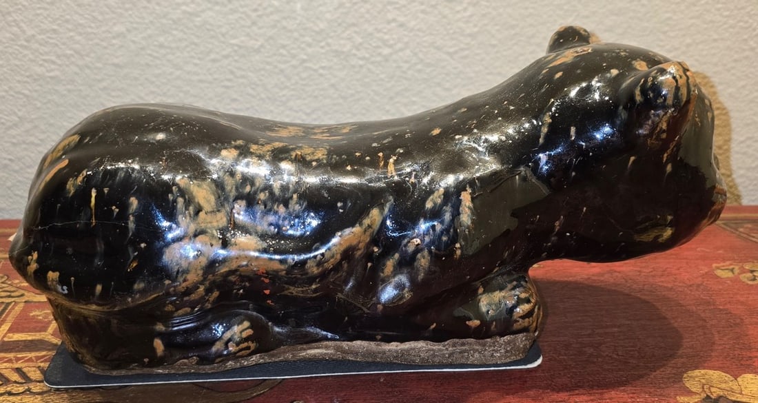 Vintage Black Glazed Ceramic Cat Sculpture - 3
