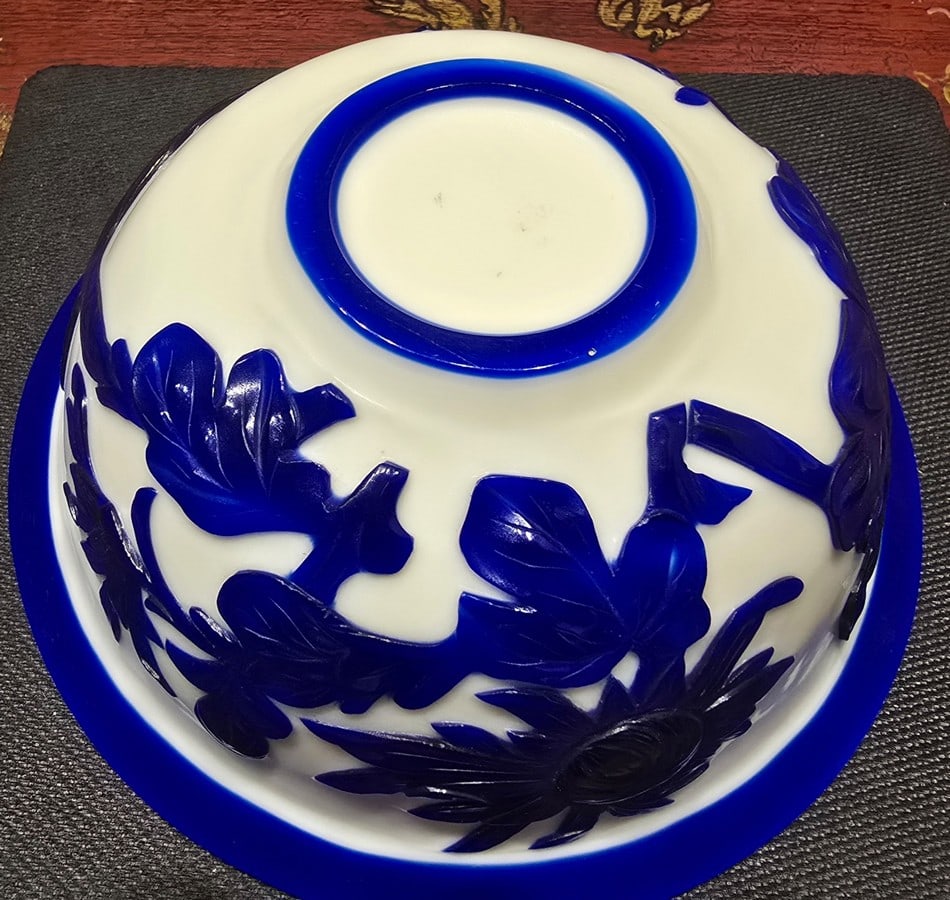 Decorative Ceramic Bowl with Blue Bird and Floral Motif - 2