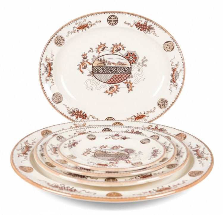 Extensive Set of Early 20th Century Asian-Inspired Porcelain Dinnerware, likely Johnson Bros. "Wi... - 2