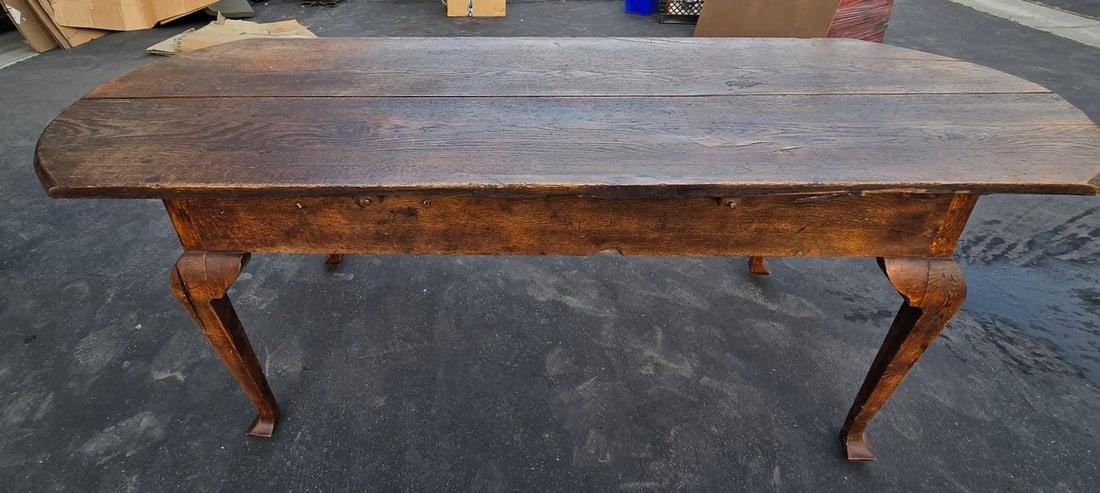 Rustic Wooden Console Table with Cabriole Legs - 2