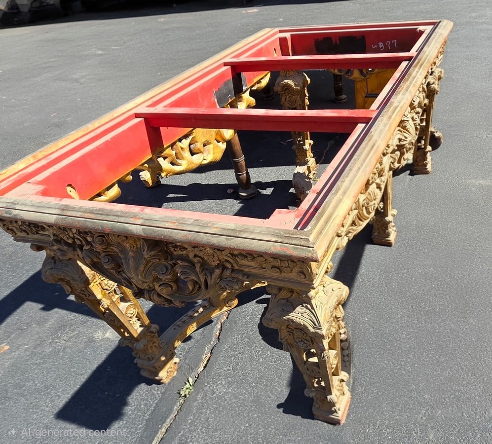 Heavily Carved Giltwood Table Frame - 2