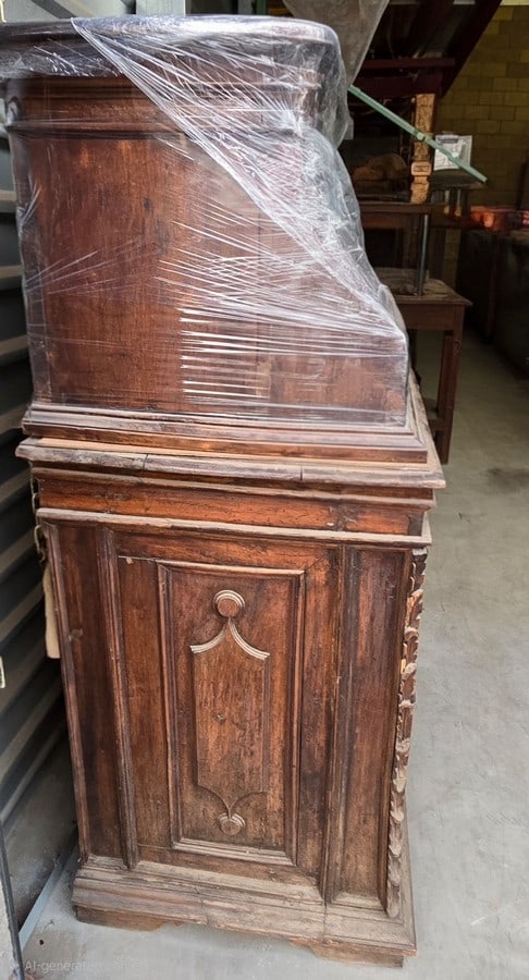 Vintage Carved Wood Sideboard / Console Table - 2
