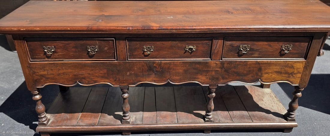 Rustic Console Table with Three Drawers - 2