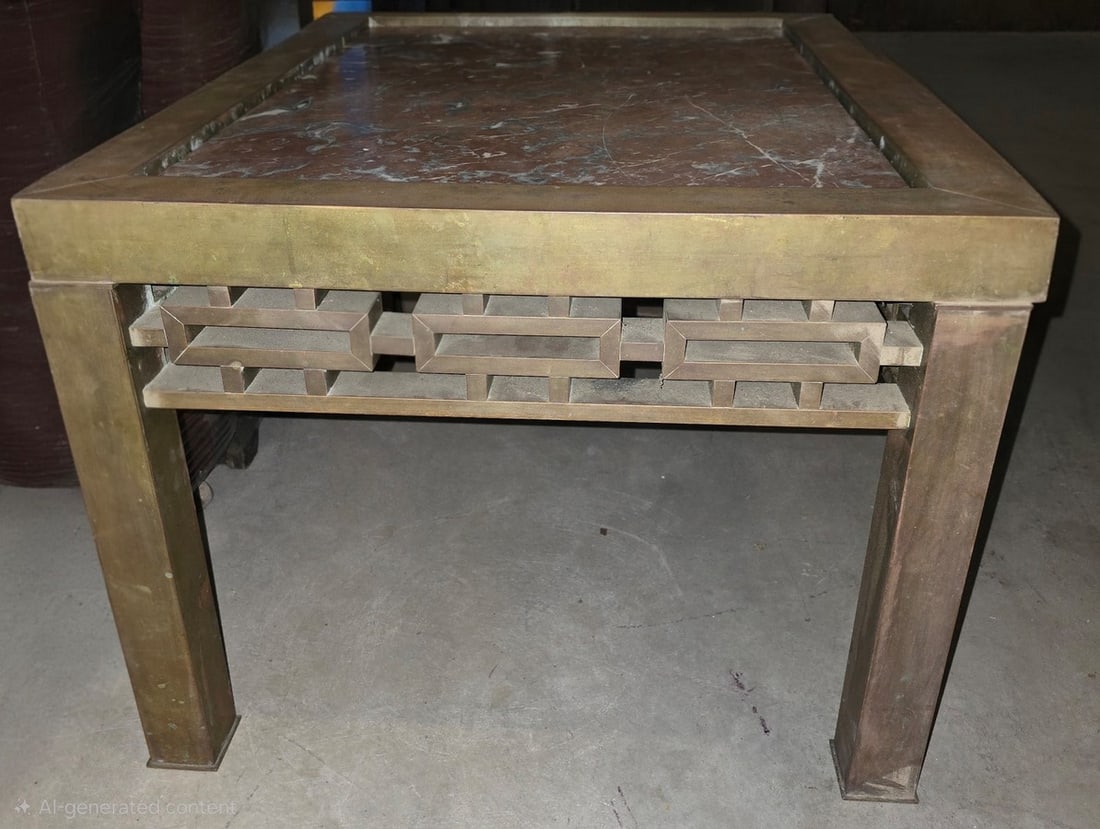 Mid-Century Modern Brass and Marble Coffee Table - 3
