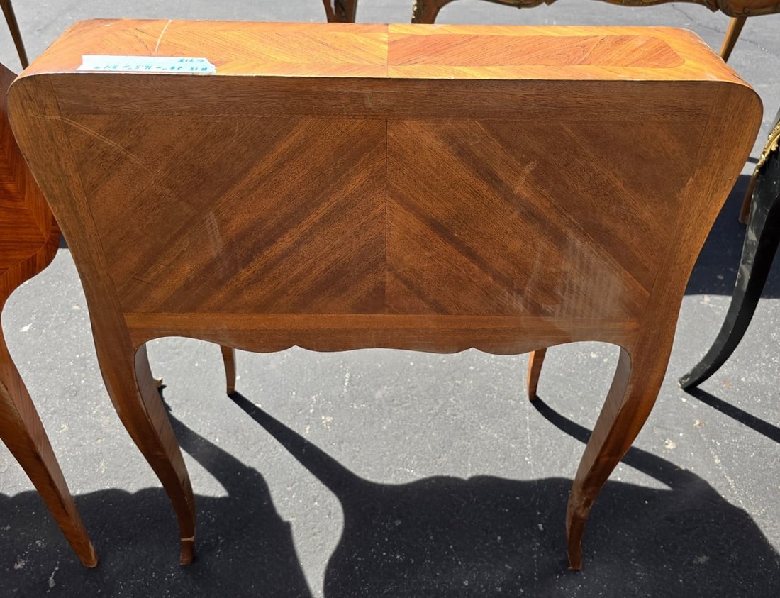 French Rococo Style Inlaid Marquetry Serpentine Secretary Desk - 2