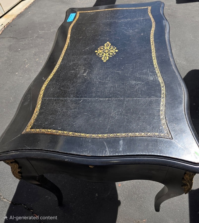 Louis XV Style Black and Gilt Decorated Writing Desk - 2
