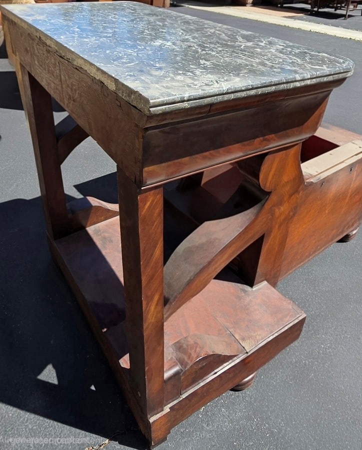 Antique Empire Style Marble Top Console Table - 2