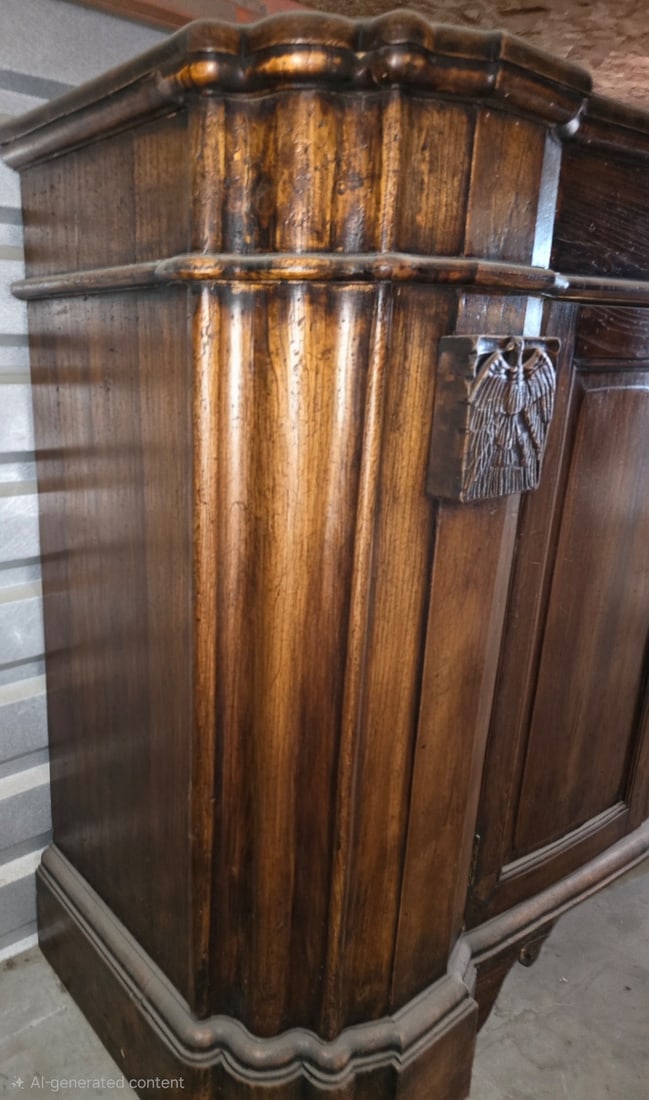 Continental Carved Oak Bombe Commode - 2