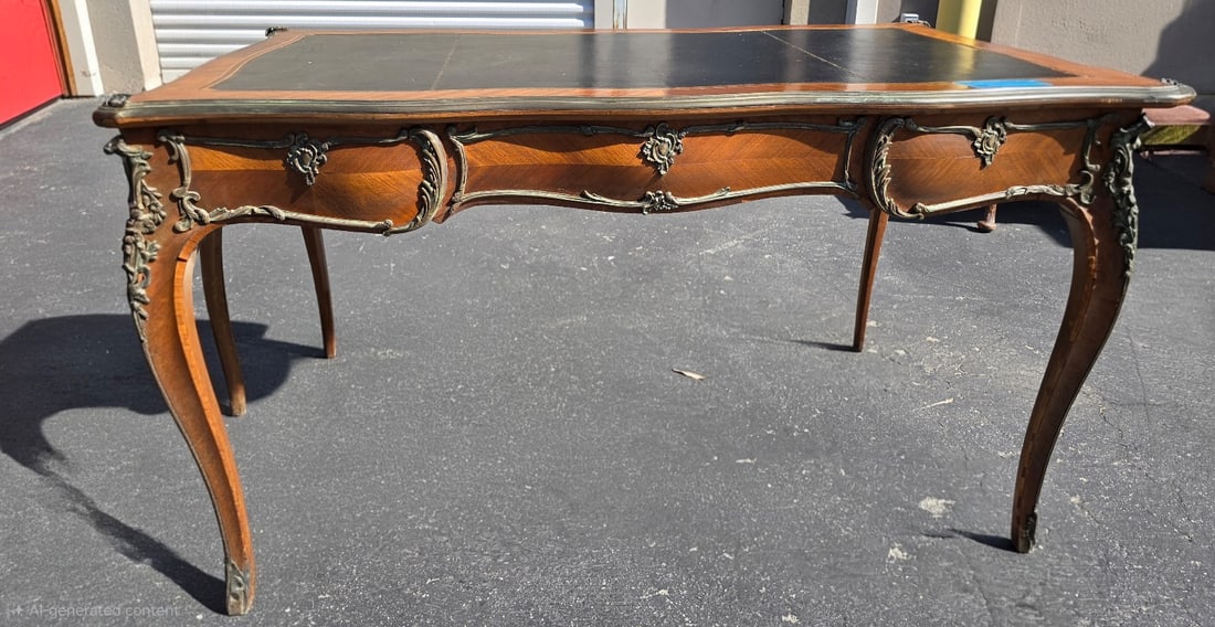 Louis XV Style Gilt Bronze Mounted Kingwood and Leather Top Bureau Plat - 2
