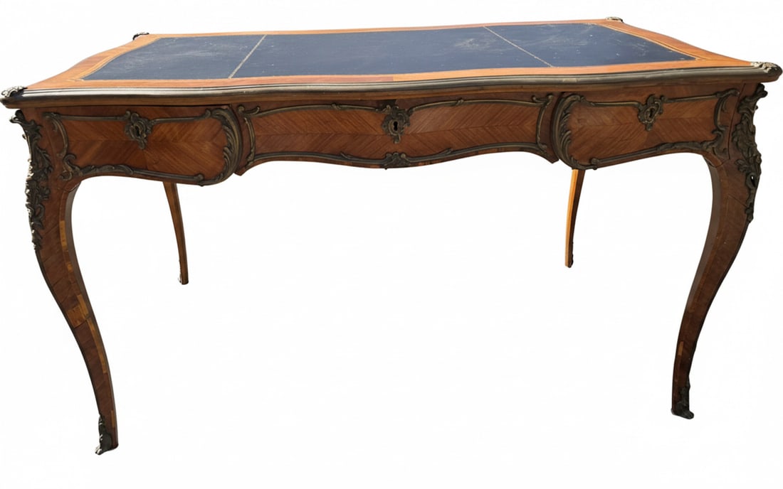 Louis XV Style Gilt Bronze Mounted Kingwood and Leather Top Bureau Plat (1 of 2)
