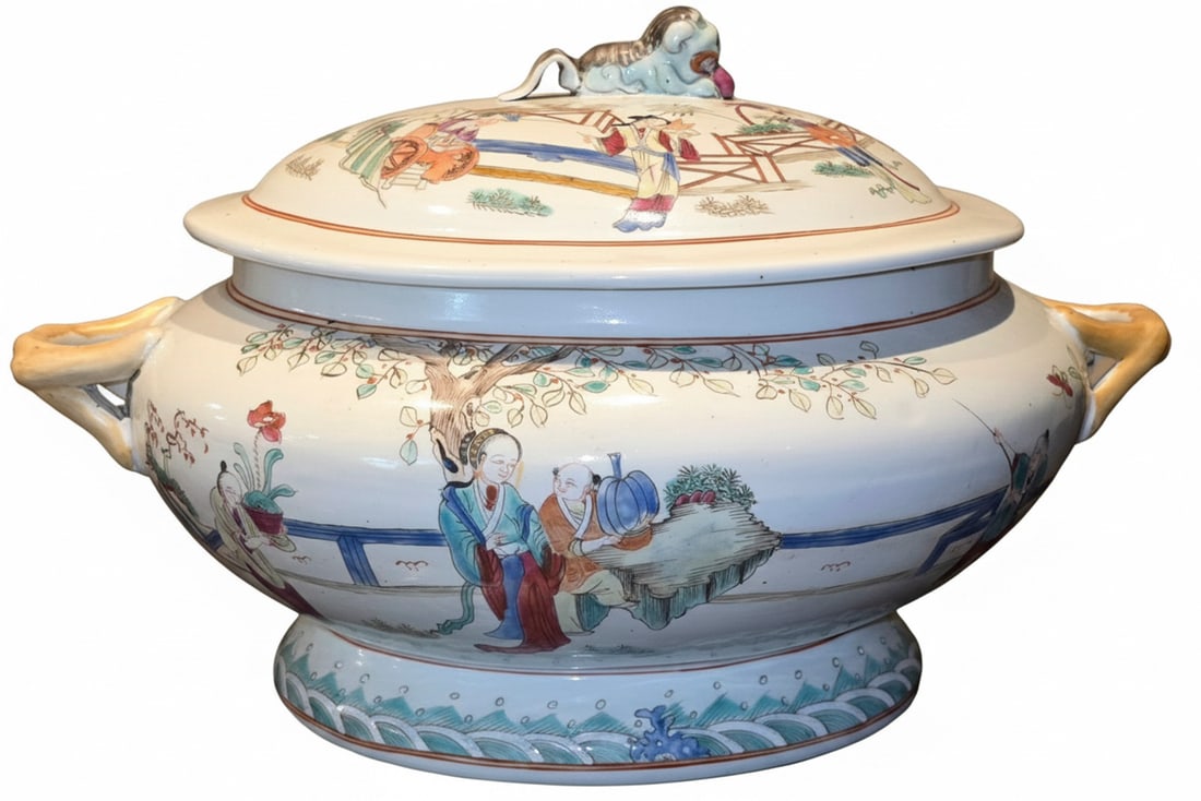 Large Antique Chinese Famille Rose Porcelain Tureen with Lid (1 of 5)