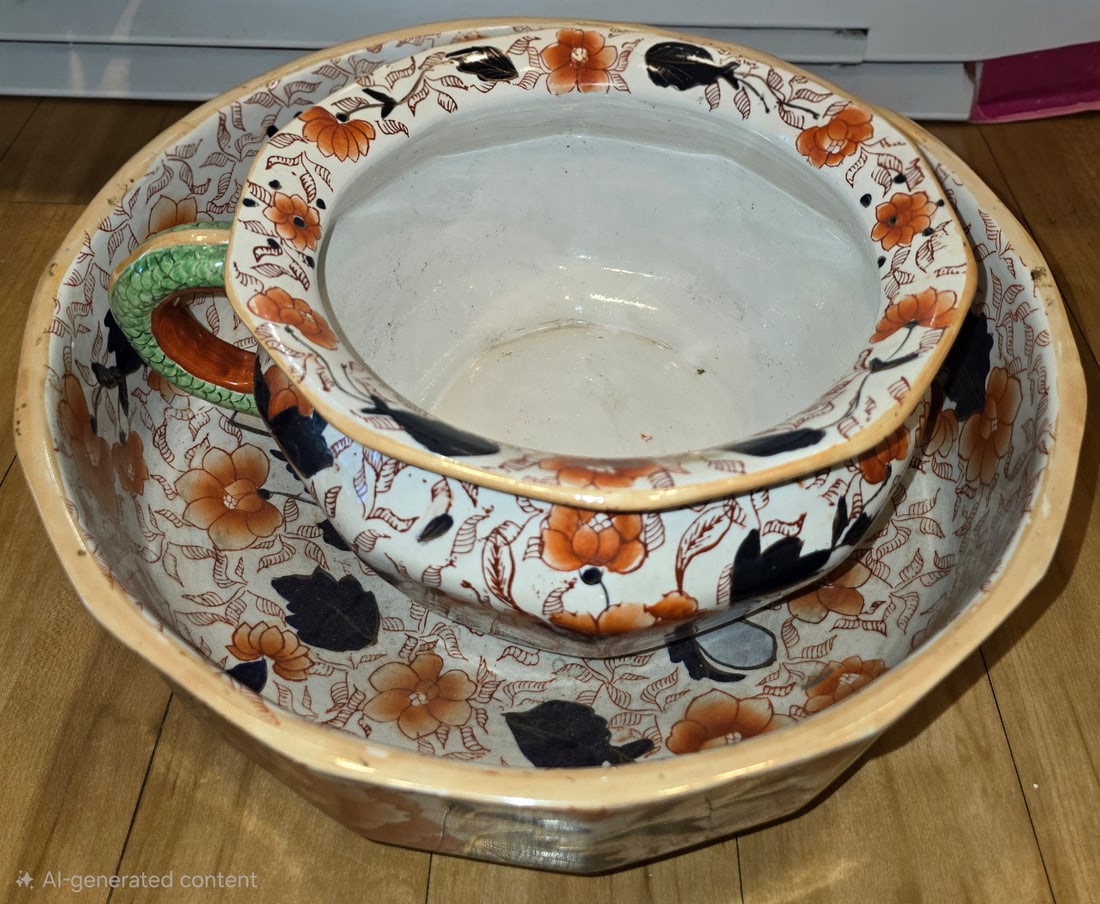 Aesthetic Movement Imari Palette Ironstone Wash Bowl and Pitcher - 2