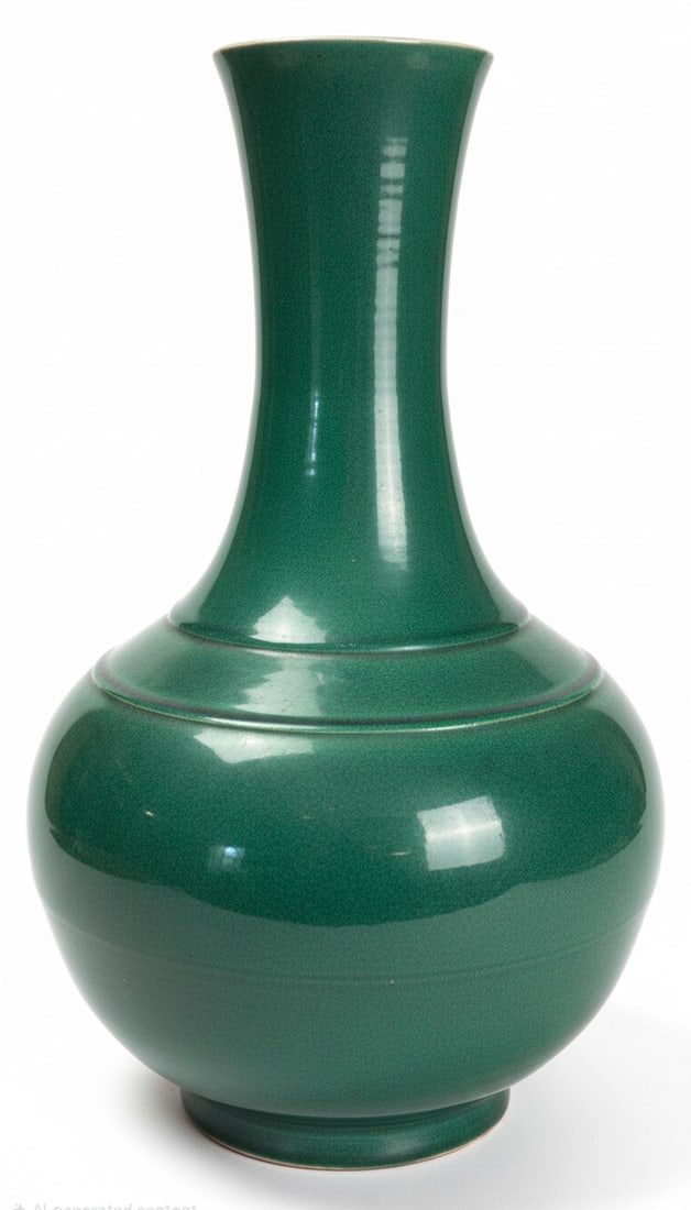 Chinese Malachite Glaze Bottle Vase (1 of 2)