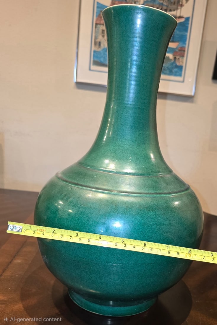 Chinese Malachite Glaze Bottle Vase - 2