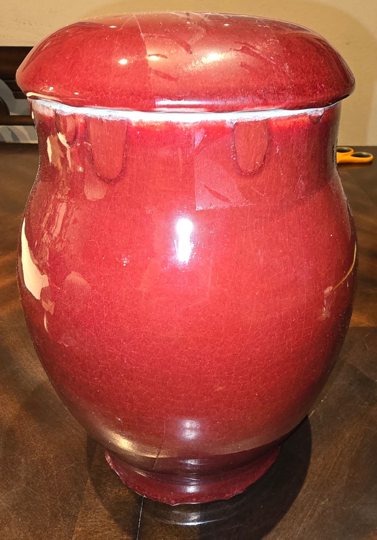 Large Sang de Boeuf Glazed Ginger Jar with Lid - 8