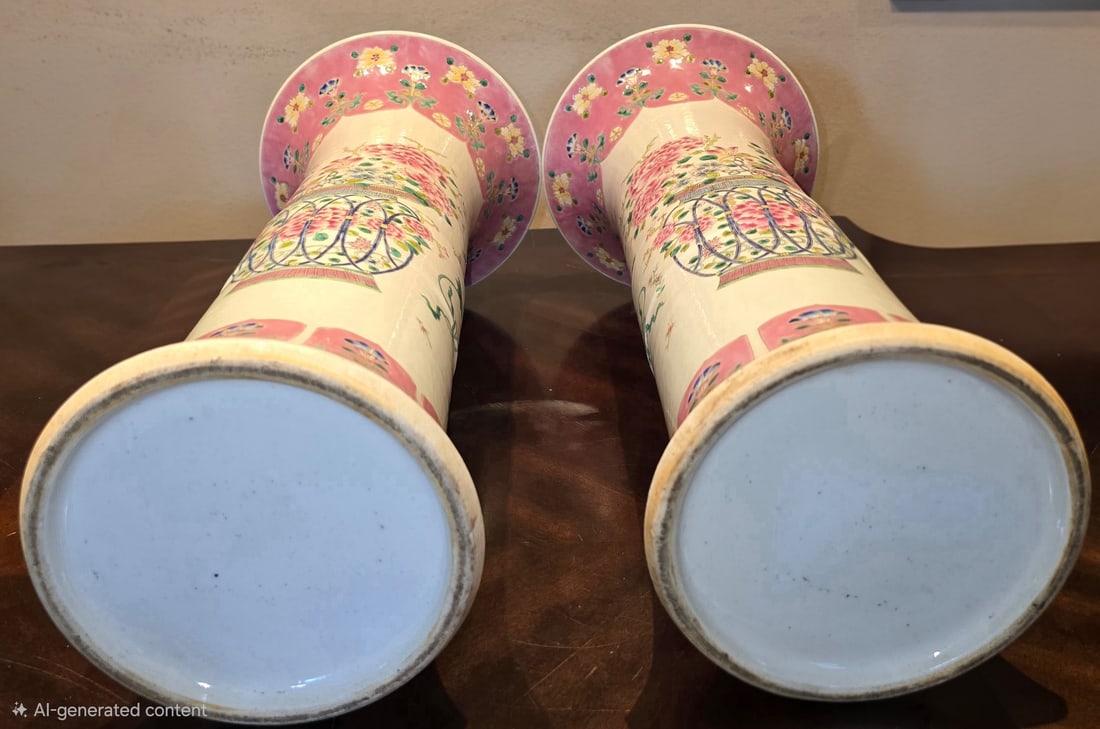 Pair of Chinese Famille Rose Porcelain Vases - 3