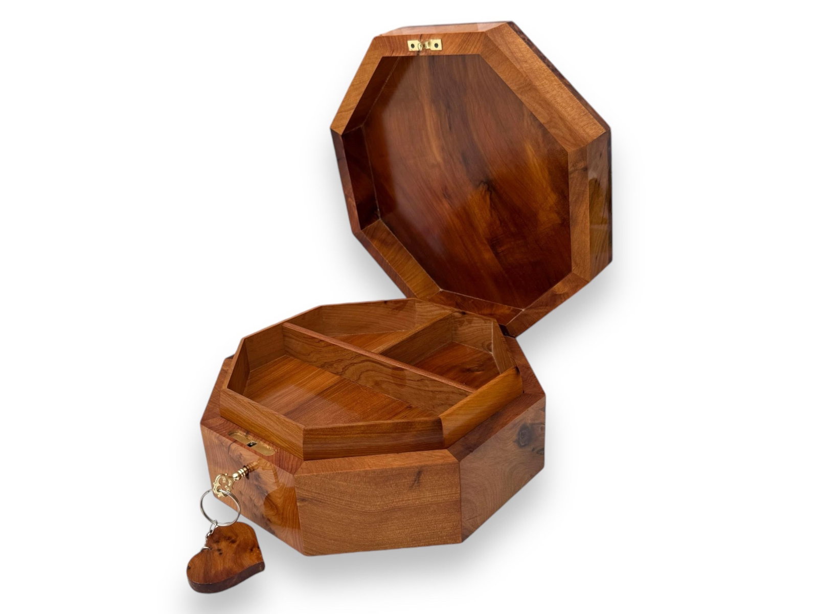 Inlaid Thuya Burl Wood Jewelry Box – 8 × 8" - 2