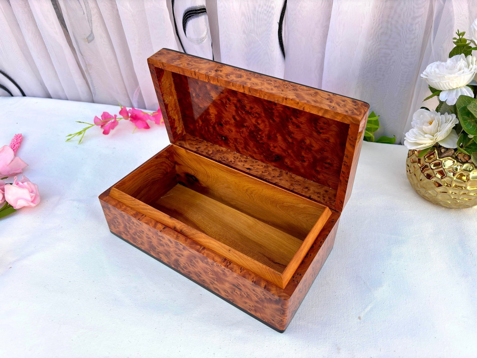Handcrafted Thuya Burl Wood Jewelry Box - 4