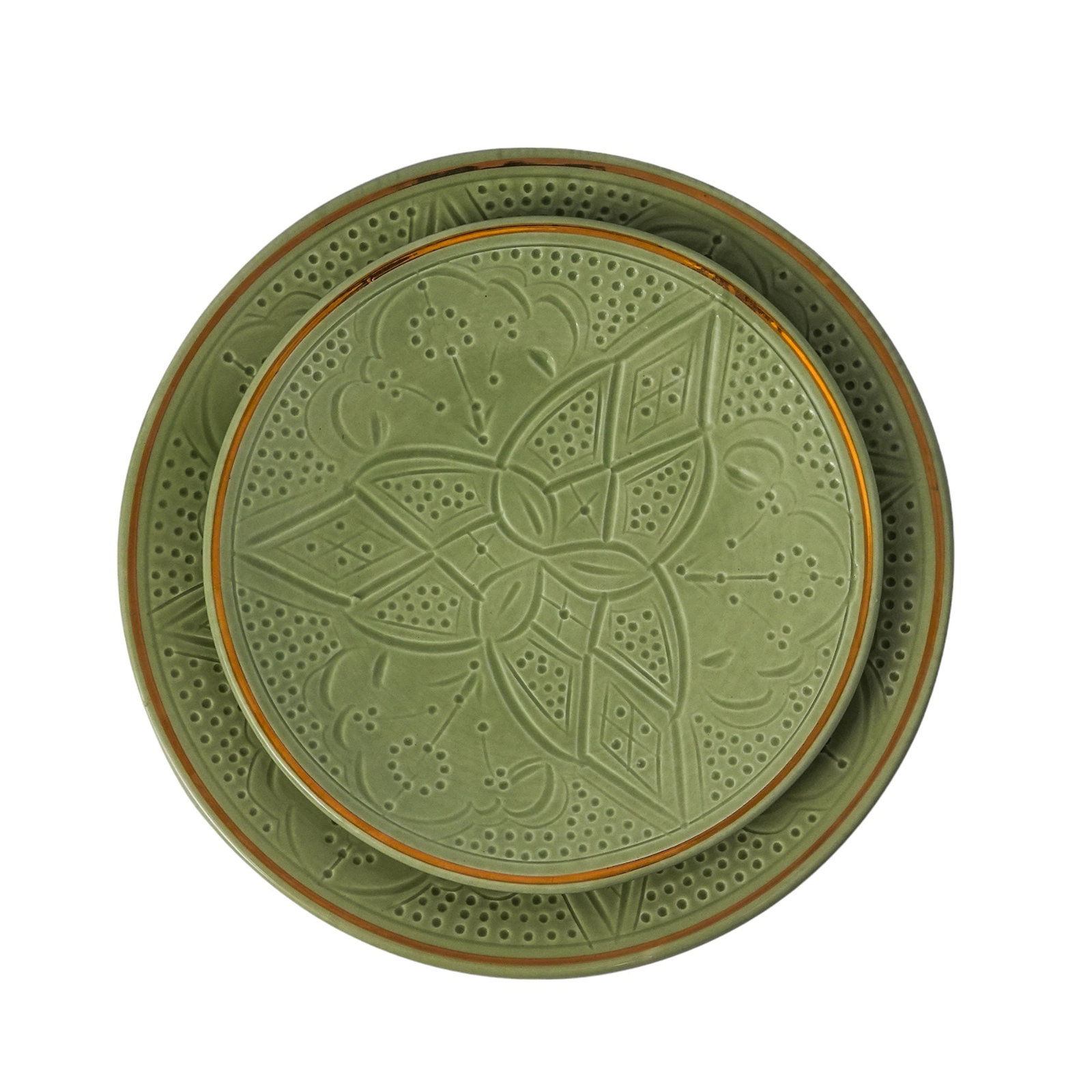 Vintage Handcrafted White Clay Plate – Natural Dyes and Real Gold Foil - 2