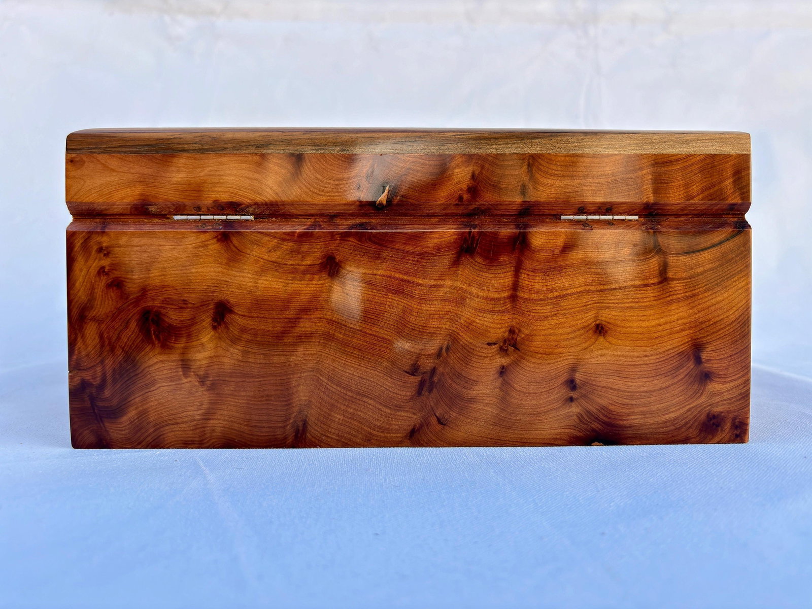 Lockable Thuya Burl Wood Jewelry Box – 10 × 7" - 9