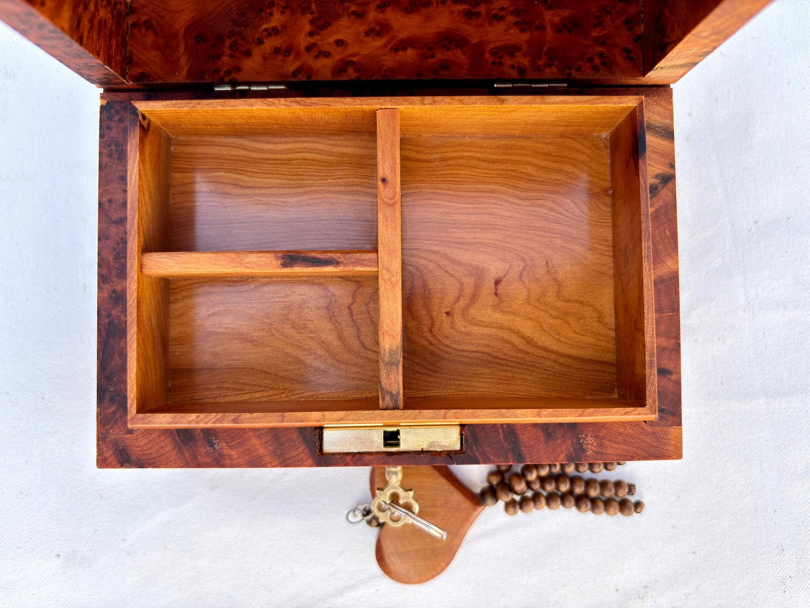 Hand-Carved Thuya Burl Wood Keepsake Jewelry Box – Lockable - 7