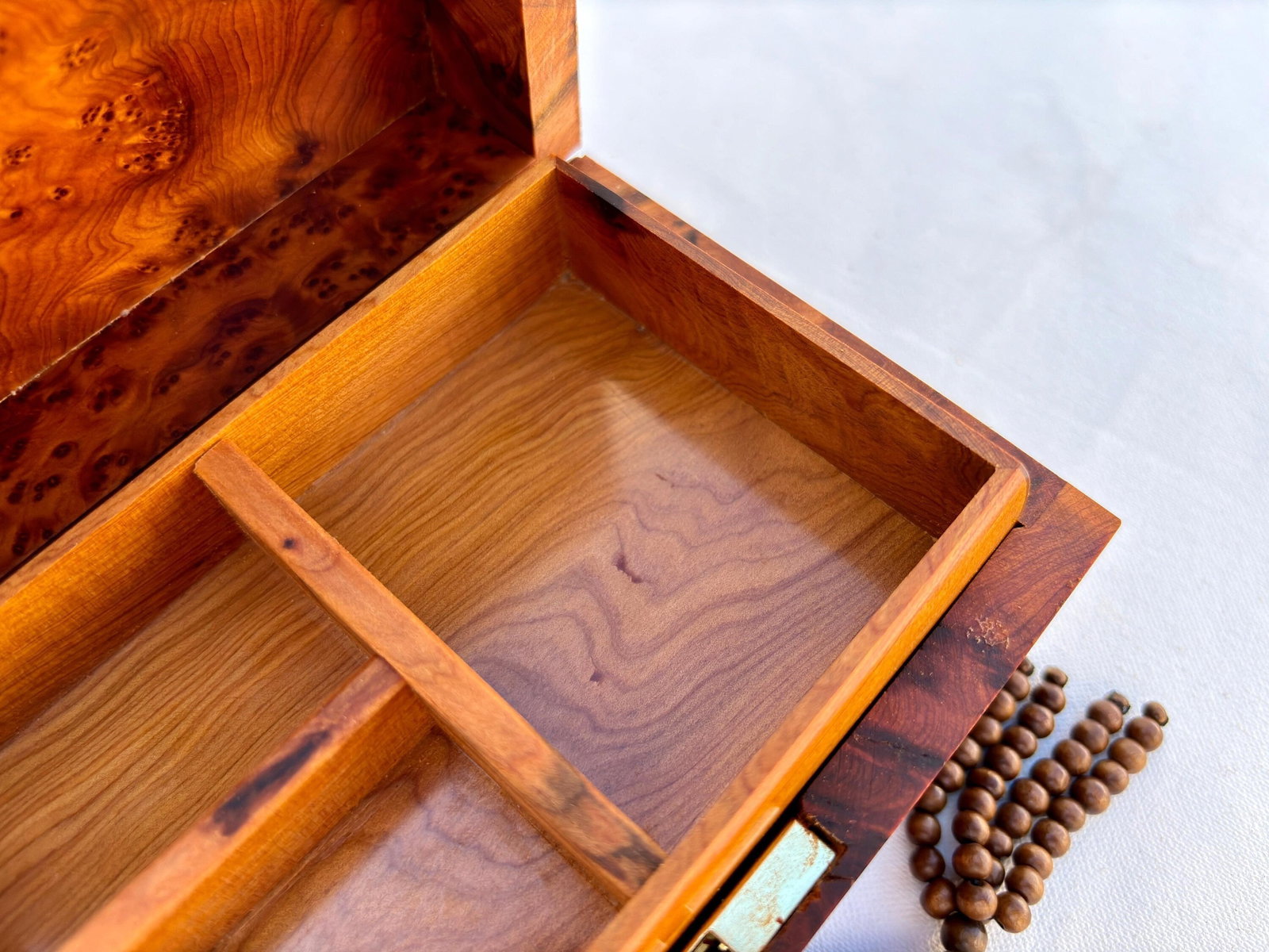 Hand-Carved Thuya Burl Wood Keepsake Jewelry Box – Lockable - 8