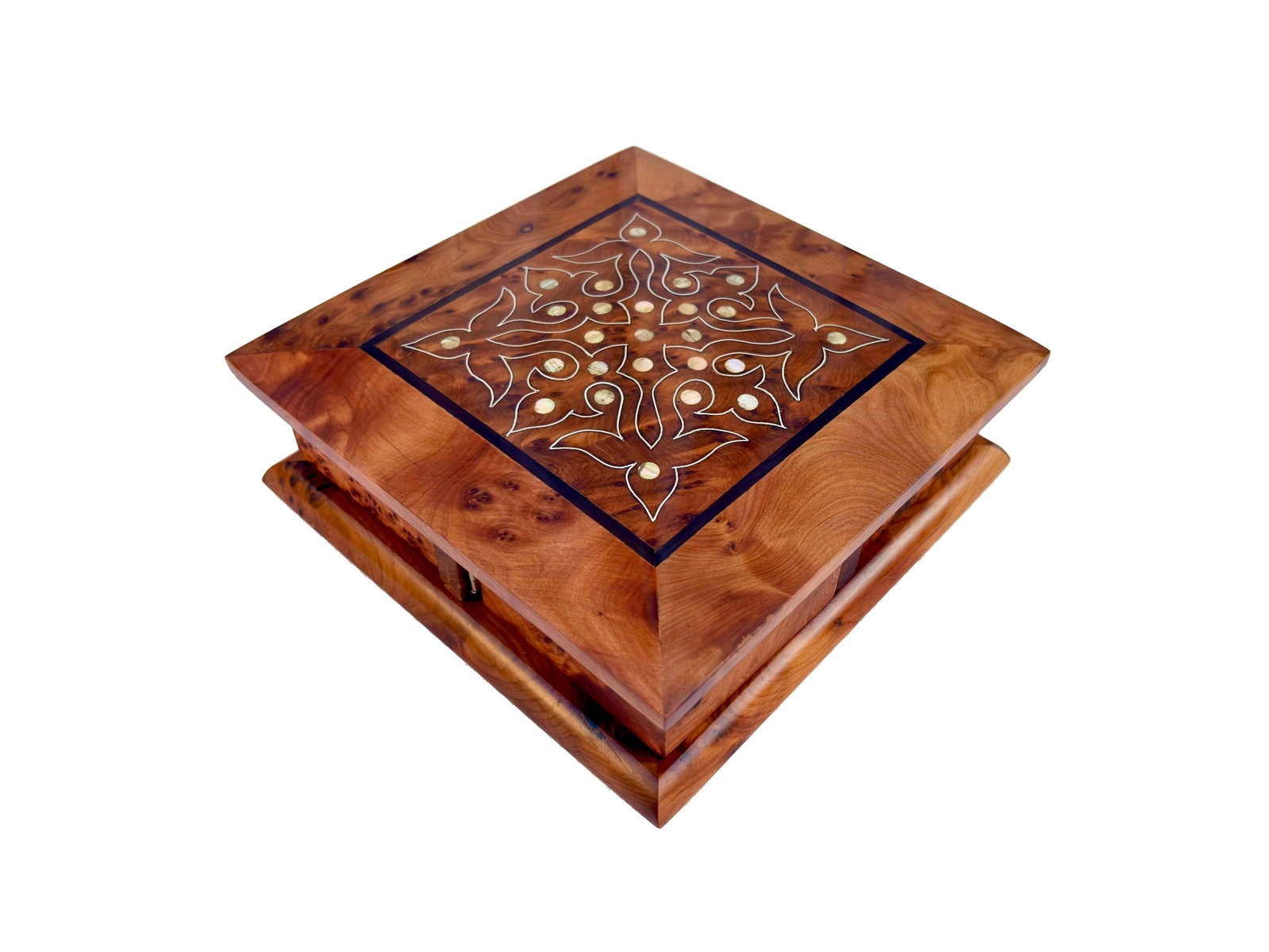 Lockable Puzzle Thuya Burl Wood Jewelry Box
