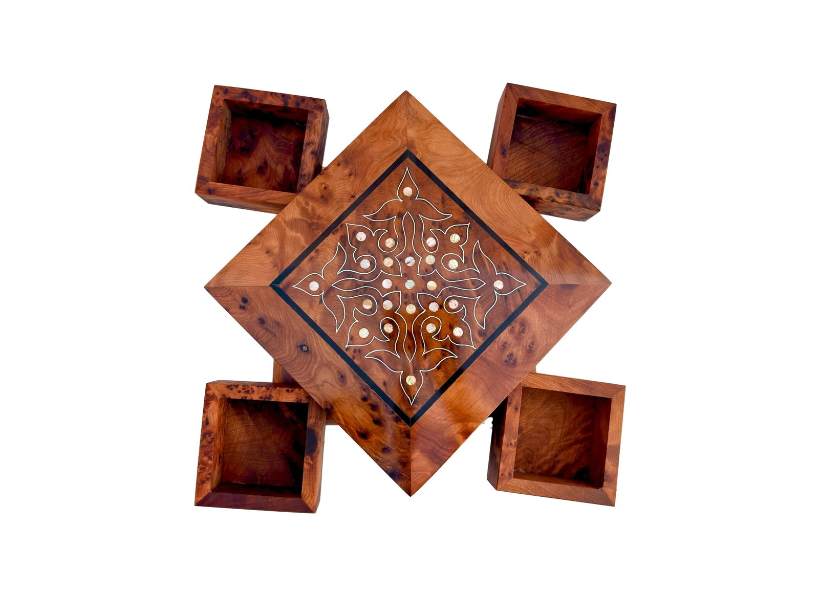 Lockable Puzzle Thuya Burl Wood Jewelry Box - 2